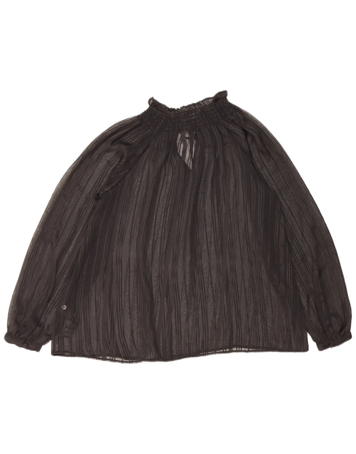 Marks & Spencer Top feminino de manga comprida grande transparente Reino Unido 6 XS preto