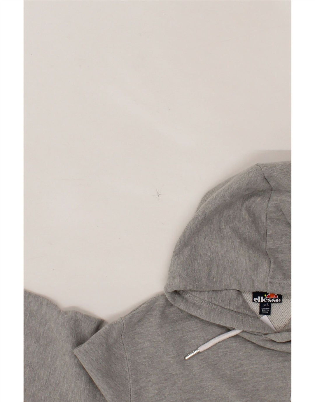 ELLESSE Womens Oversized Graphic Hoodie Jumper UK 6 XS  Grey Cotton Vintage Ellesse and Second-Hand Ellesse from Messina Hembry 