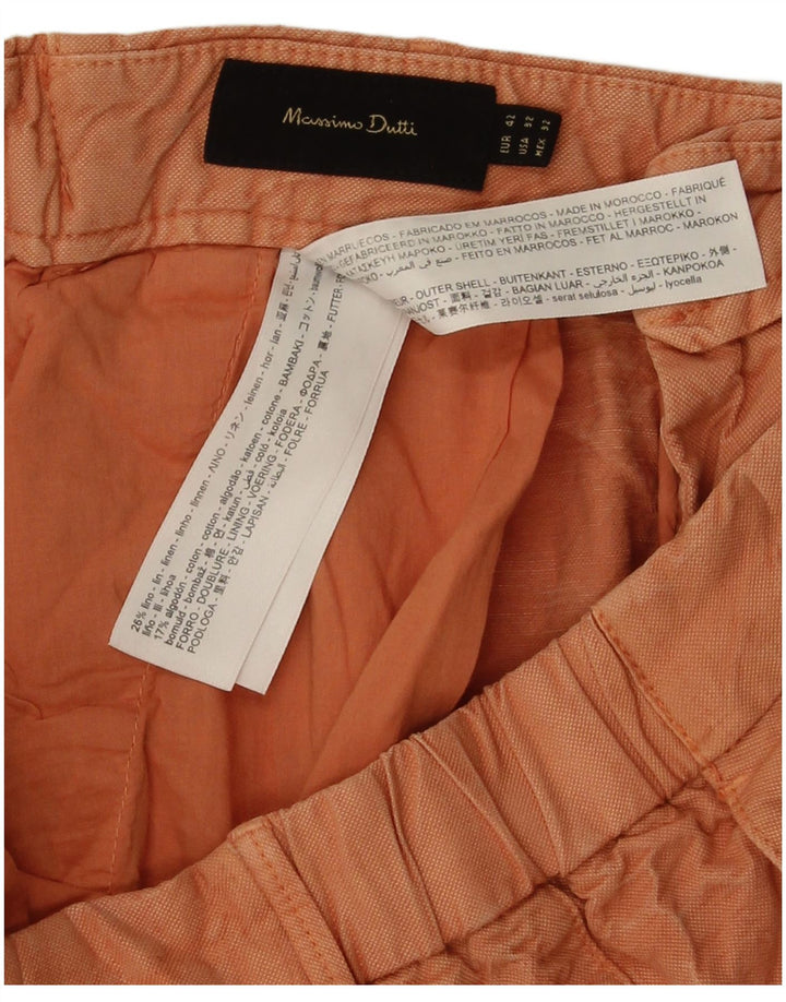 Massimo Dutti Mens Chino Shorts EU 42 Grande W32 Algodão Laranja