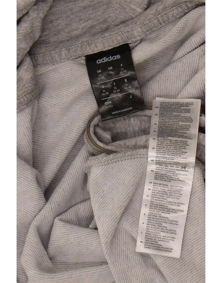 ADIDAS Suéter feminino com capuz e zíper UK 20/22 XL cinza manchado de algodão
