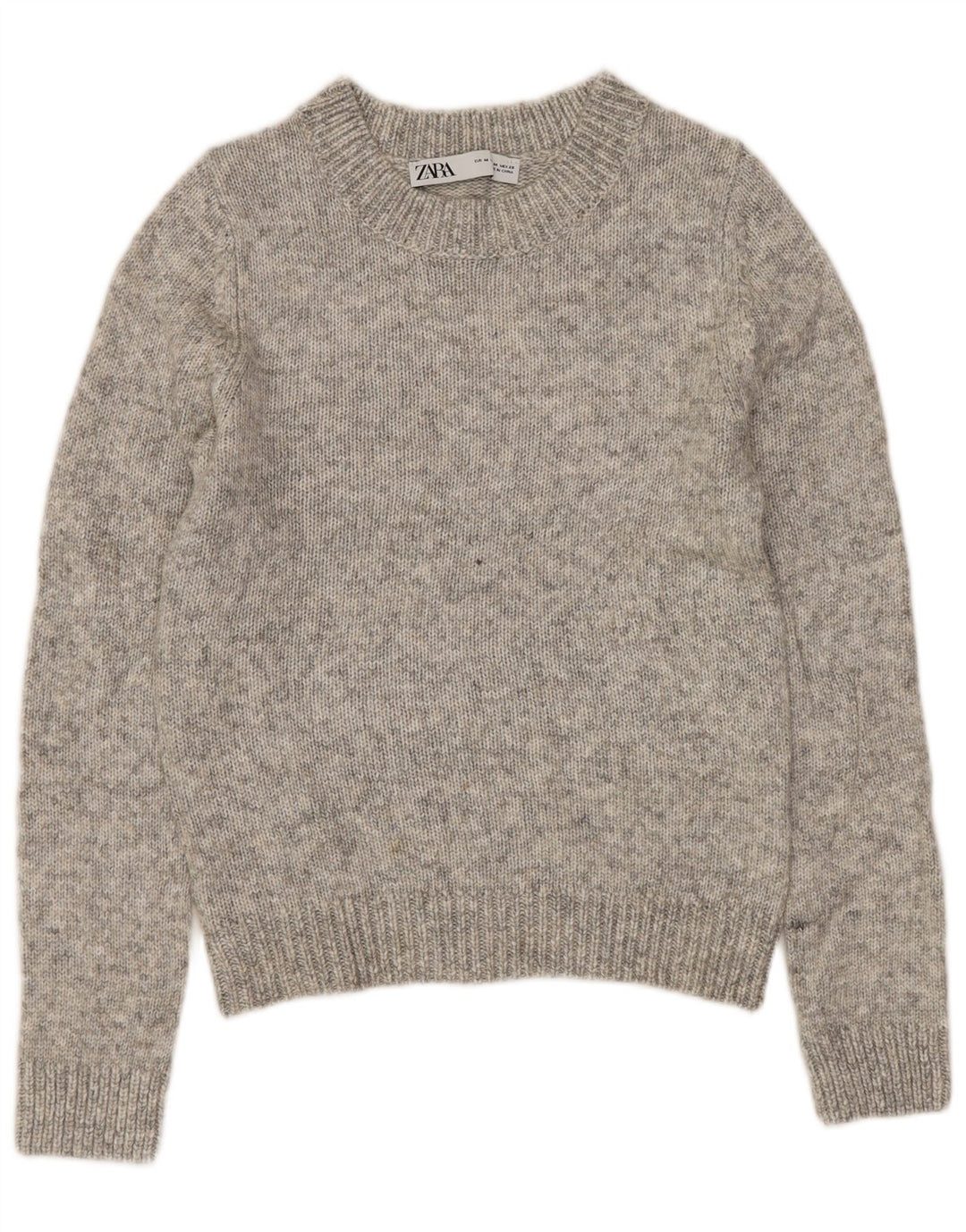 Suéter feminino ZARA com gola redonda e gola redonda, Reino Unido 12 cinza médio manchado