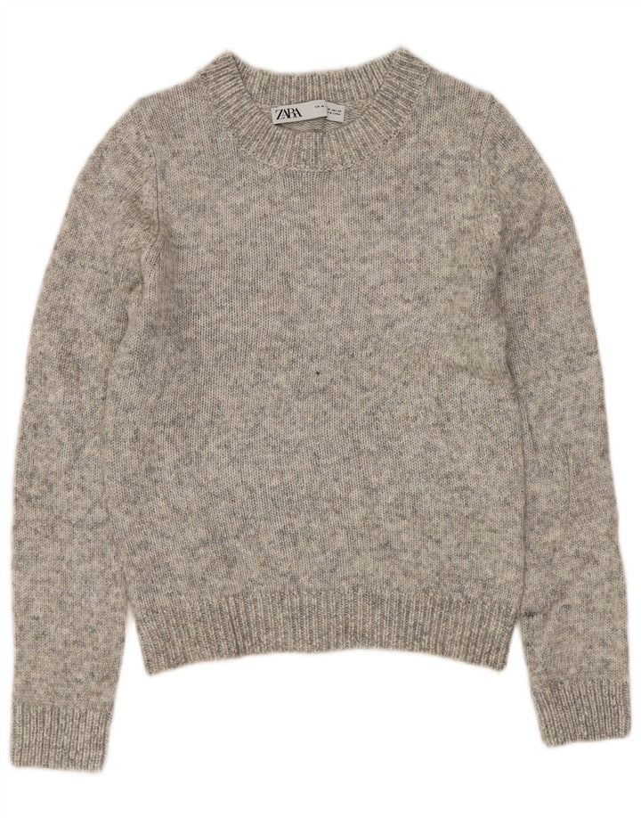 Suéter feminino ZARA com gola redonda e gola redonda, Reino Unido 12 cinza médio manchado