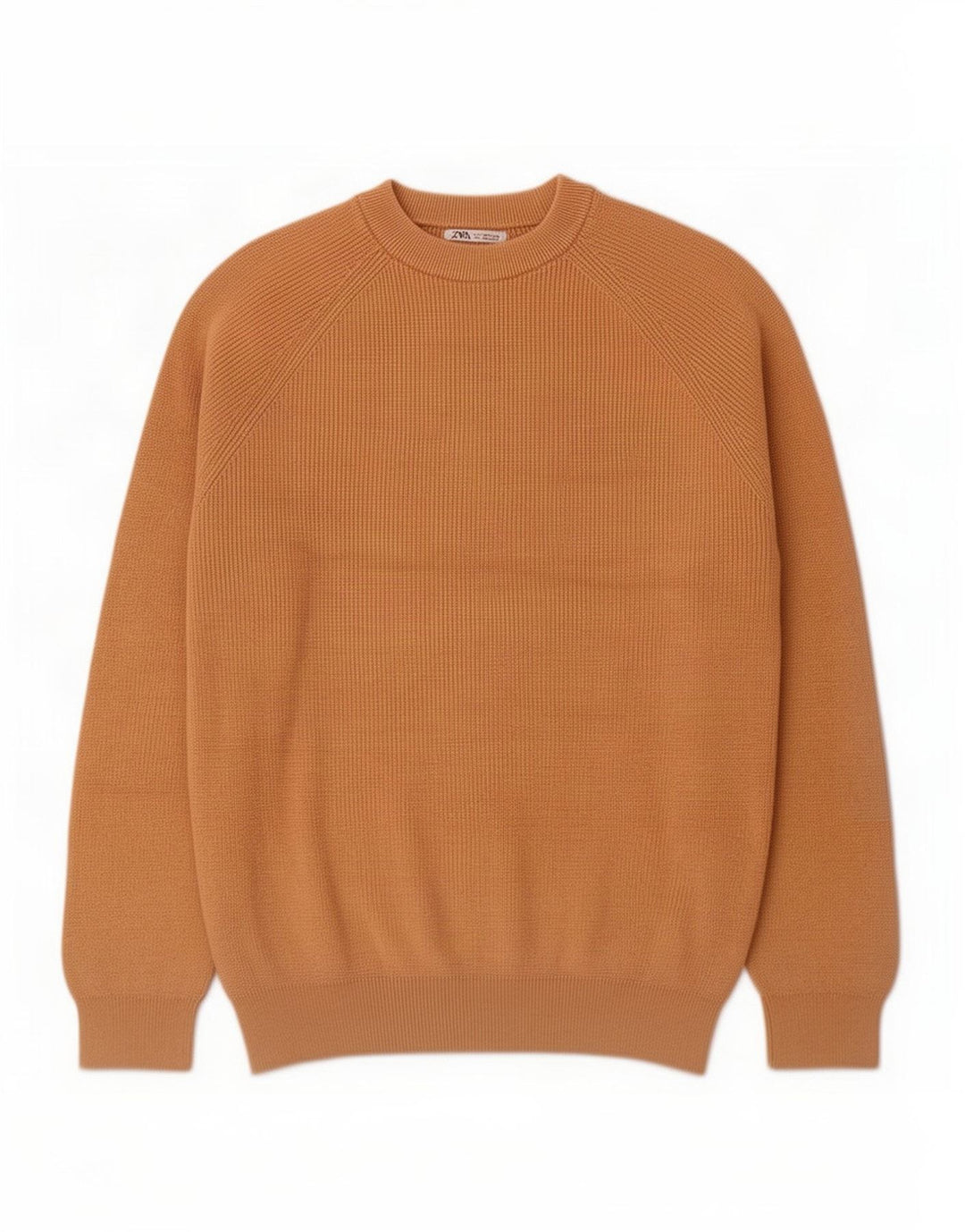 Zara Suéter masculino com gola redonda e algodão bege médio