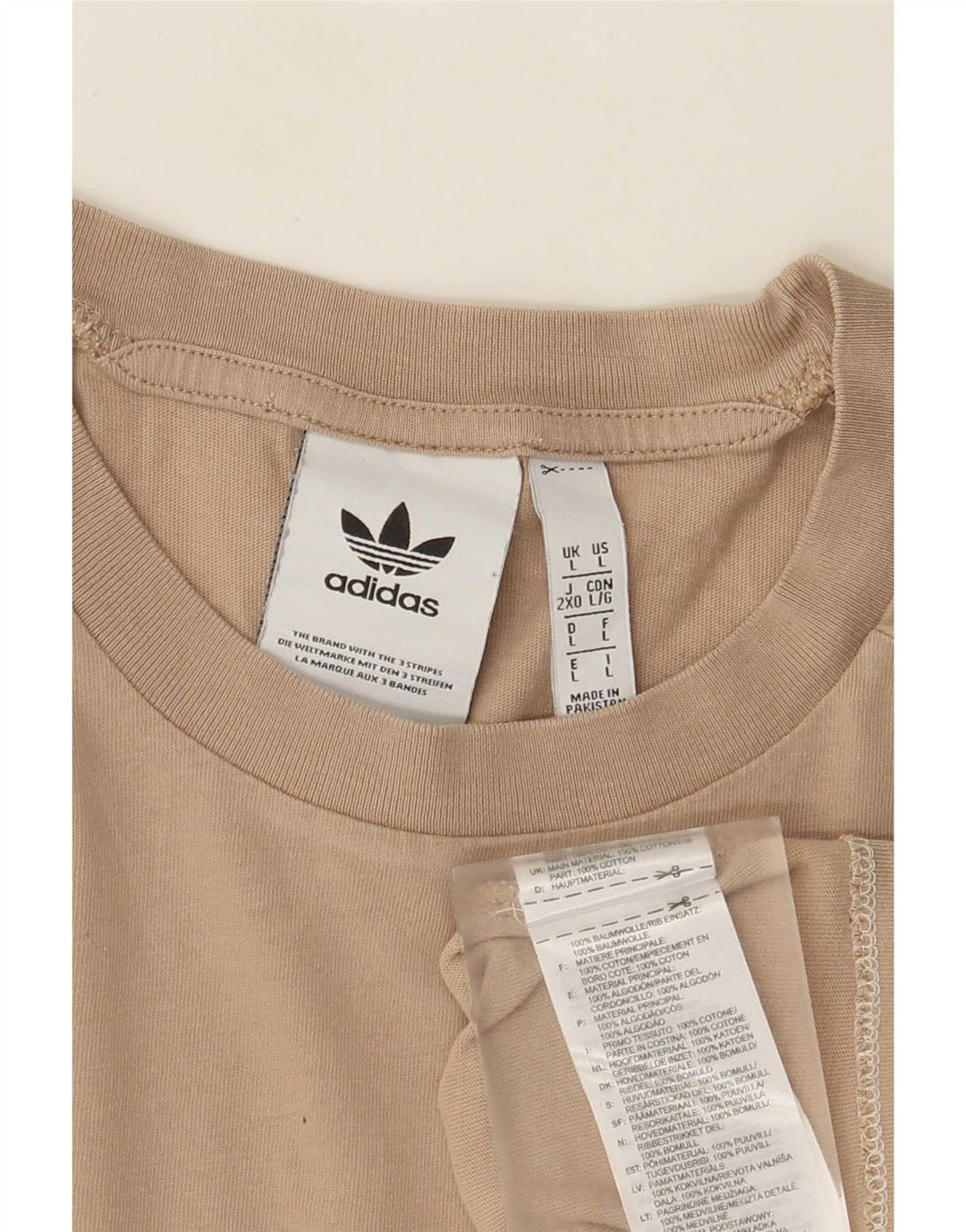Camiseta masculina Adidas grande algodão bege