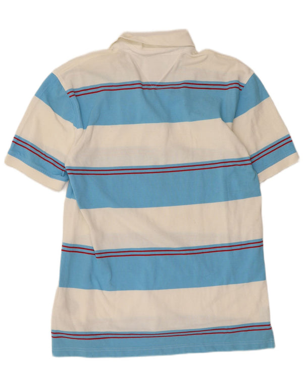 Tommy Hilfiger Mens Polo Shirt Medium Blue Striped Cotton