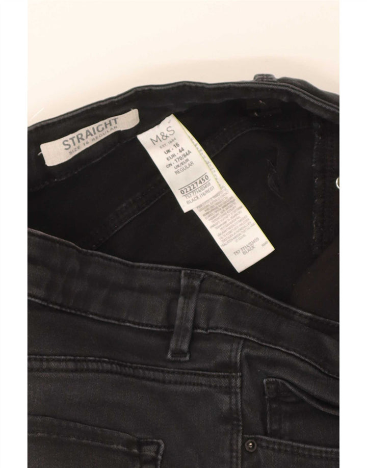 Jeans Marks & Spencer Regular Straight Feminino Reino Unido 16 Grande W32 L30 Preto