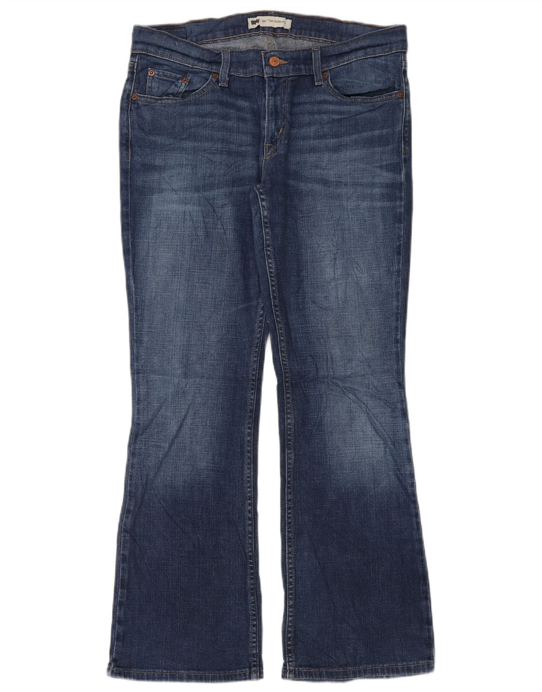 Calça jeans feminina Levi's 524 Super Low Bootcut W31 L30 azul algodão