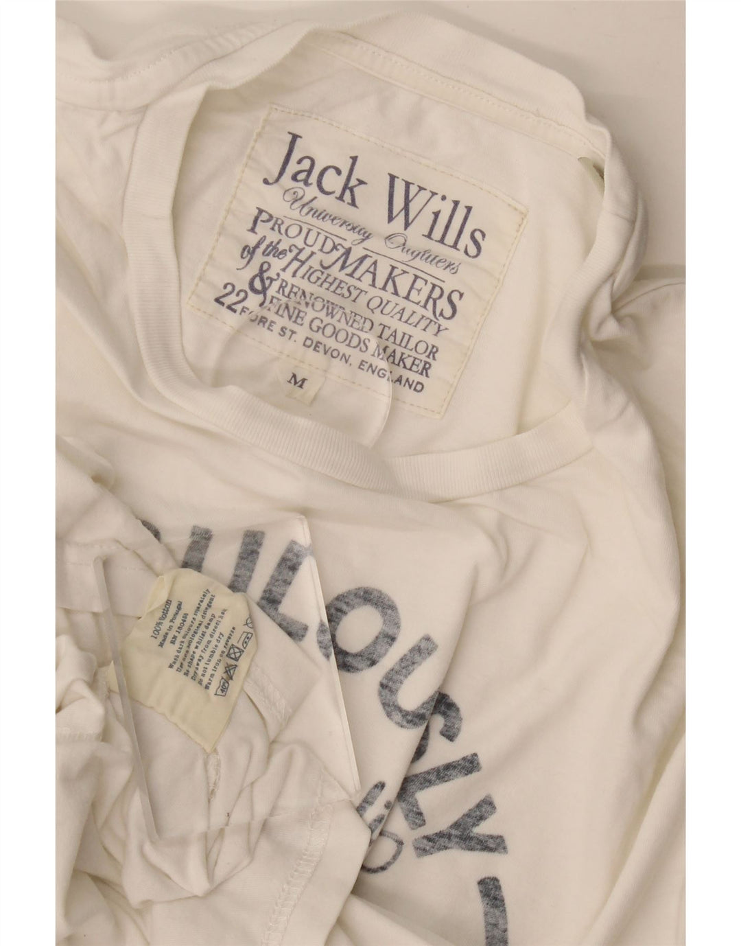 Camiseta gráfica masculina Jack Wills Top médio algodão branco