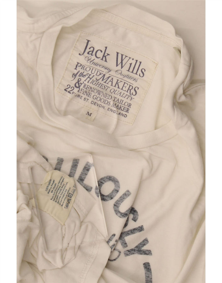 Camiseta gráfica masculina Jack Wills Top médio algodão branco