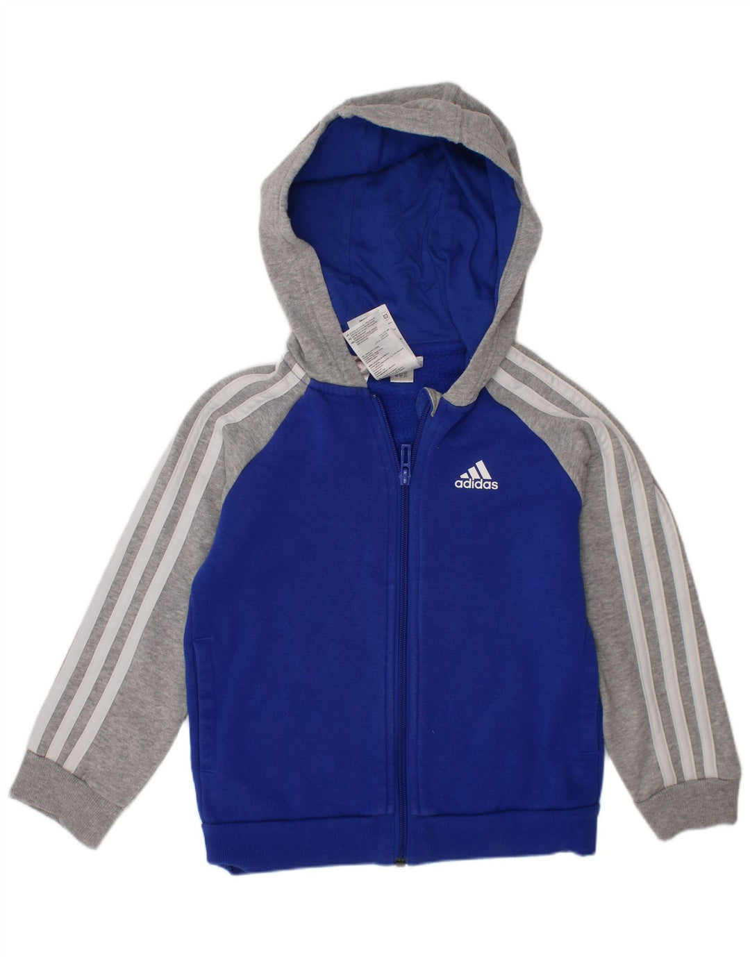 ADIDAS Suéter feminino com capuz e zíper 5-6 anos azul algodão colorblock