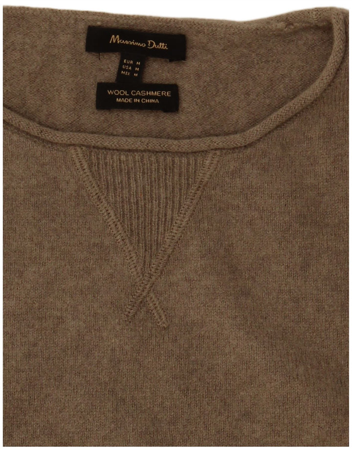 Suéter feminino Massimo Dutti com gola canoa Reino Unido 14 lã cinza médio