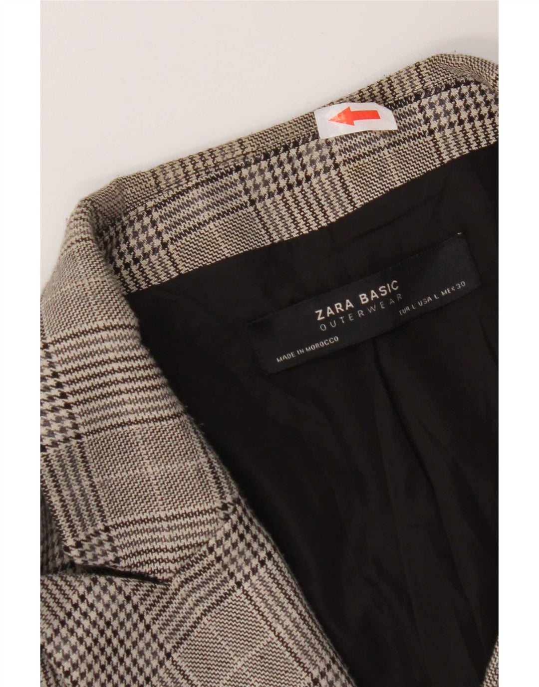 Casaco feminino Zara com peito duplo UK 16 grande poliéster xadrez cinza