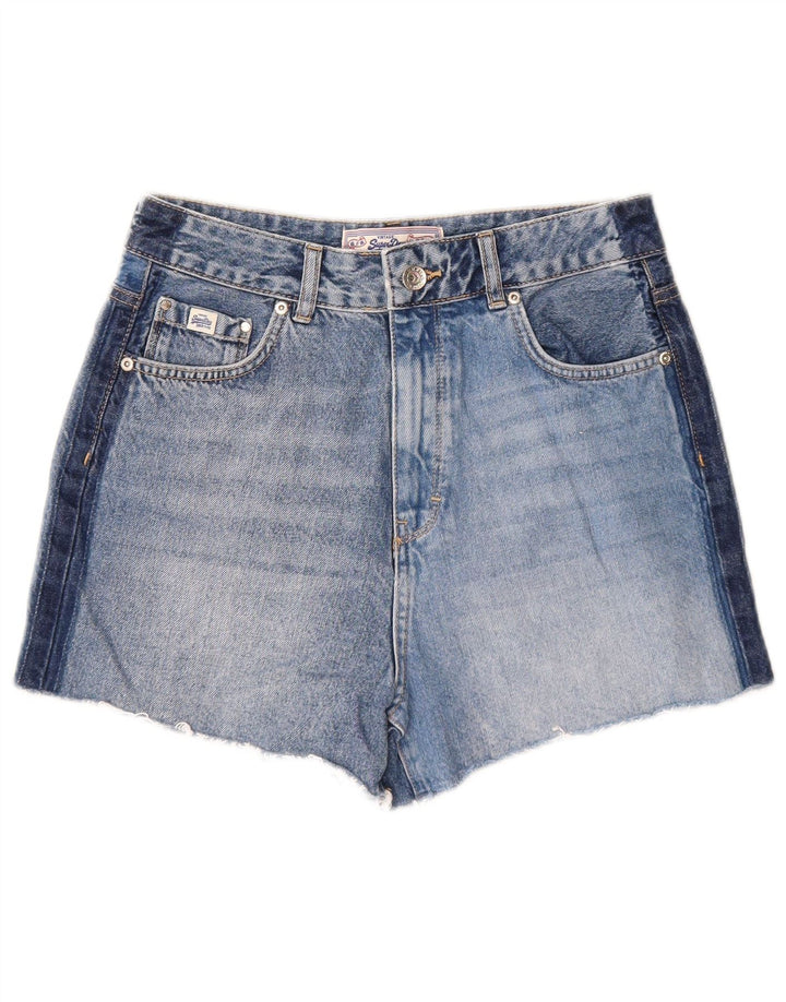 Shorts jeans feminino Superdry W28 algodão azul médio