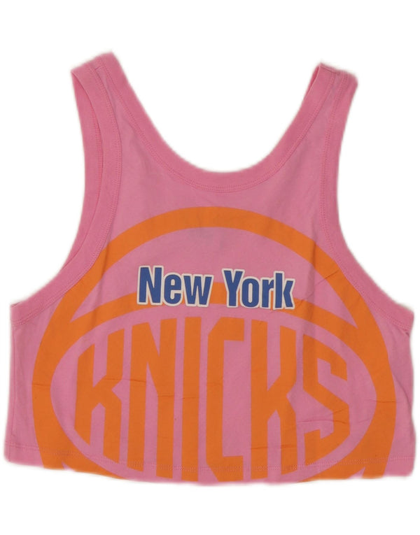 NBA Womens New York Knicks Crop Graphic Vest Top Reino Unido 10 Pequeno Algodão Rosa