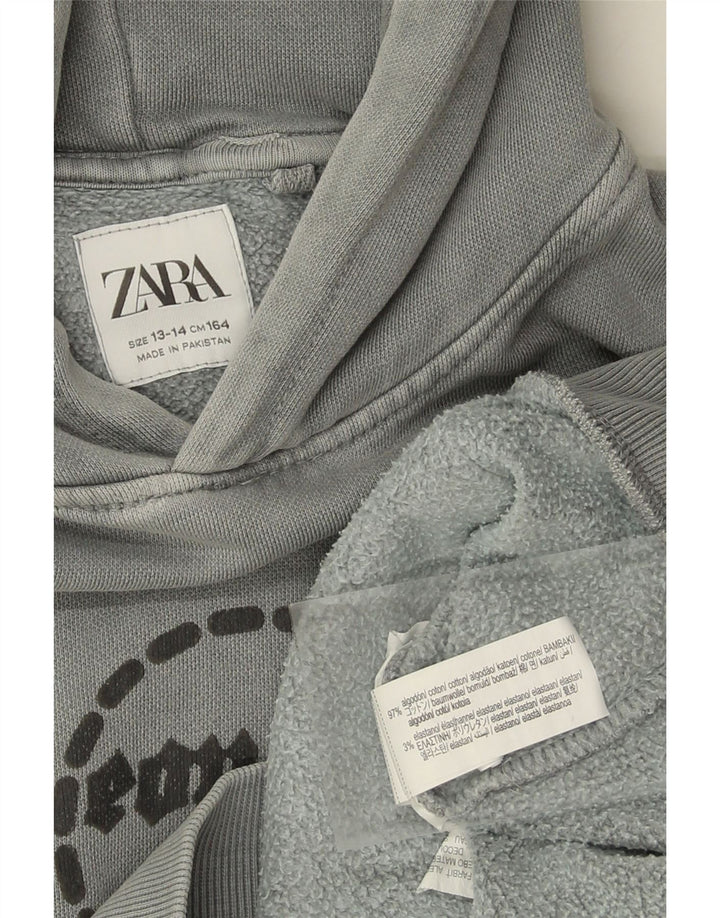 Suéter gráfico com capuz ZARA Boys 13-14 anos algodão cinza