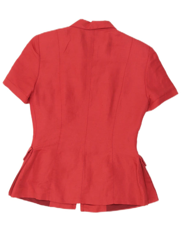 Jaqueta blazer feminina de manga curta com zíper completo da Roman's IT 42 linho vermelho médio