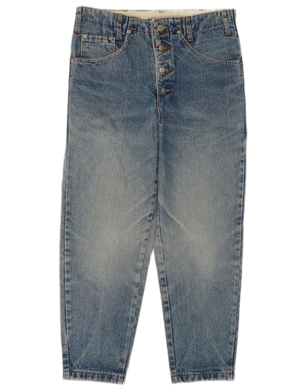 Calça jeans feminina Americanino cintura alta cortada pequena W28 L23 algodão azul