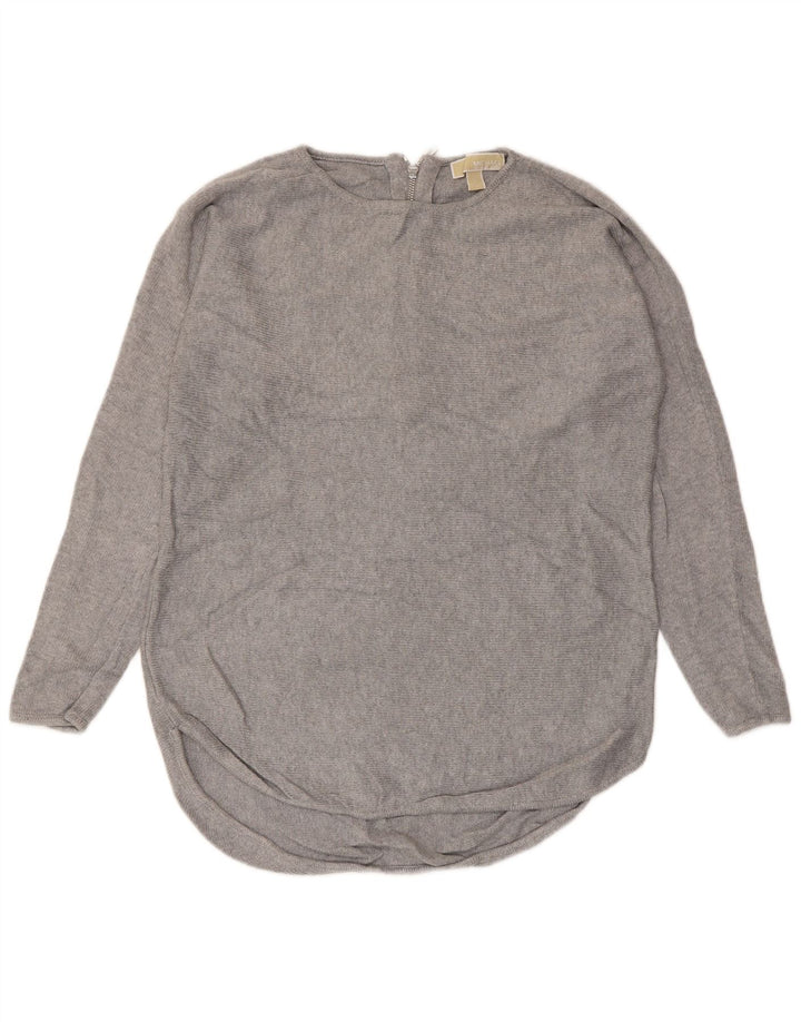 Suéter feminino MICHAEL KORS com gola canoa Reino Unido 14 cinza médio