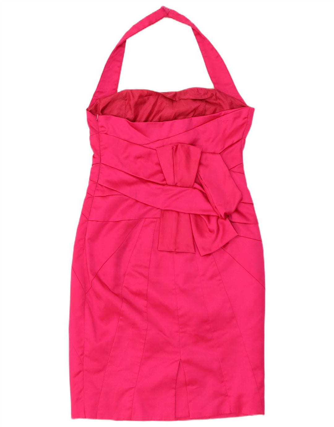 Vestido feminino KAREN MILLEN halter bodycon Reino Unido 14 grande acetato rosa