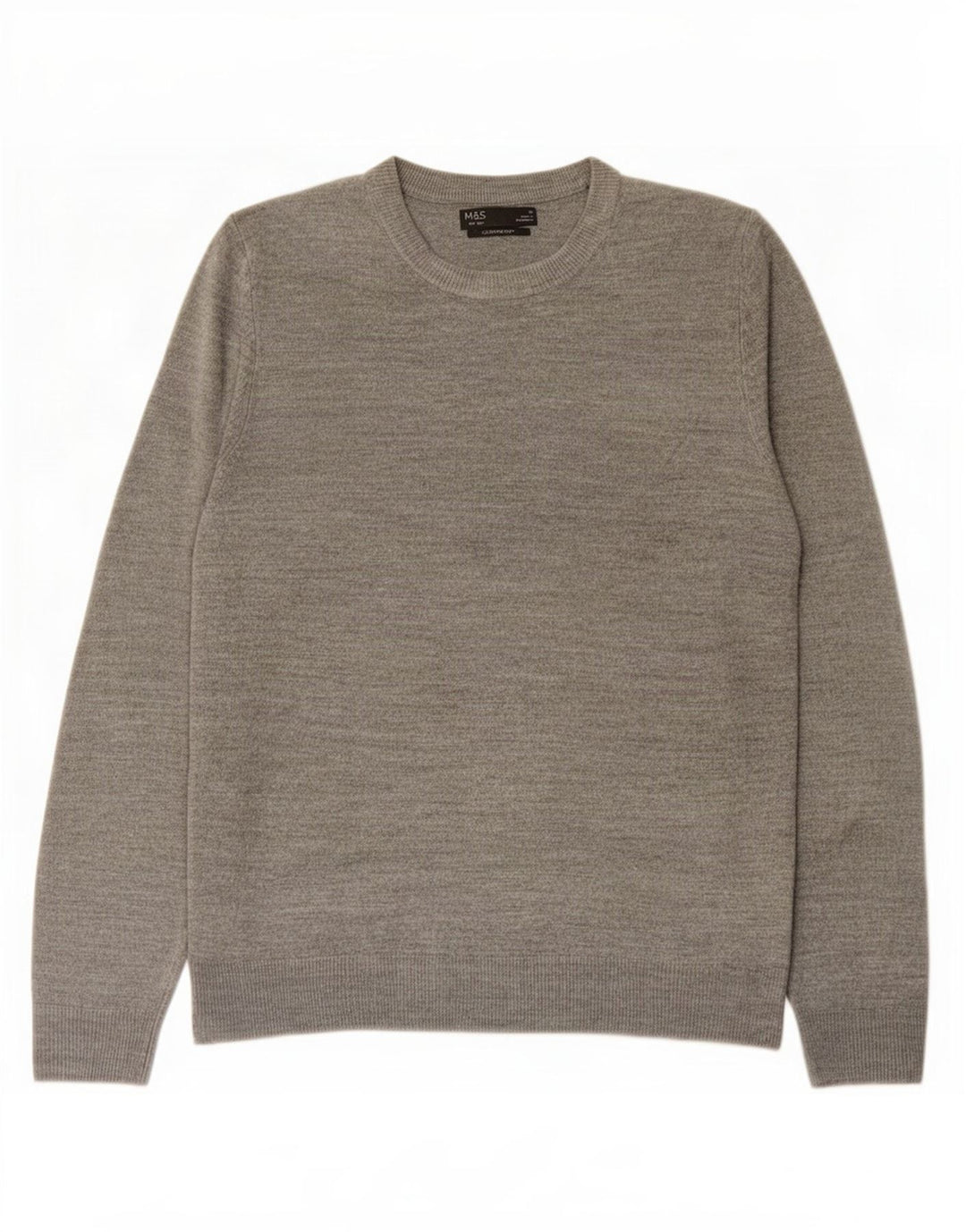 Suéter masculino Marks & Spencer com gola redonda e acrílico cinza médio