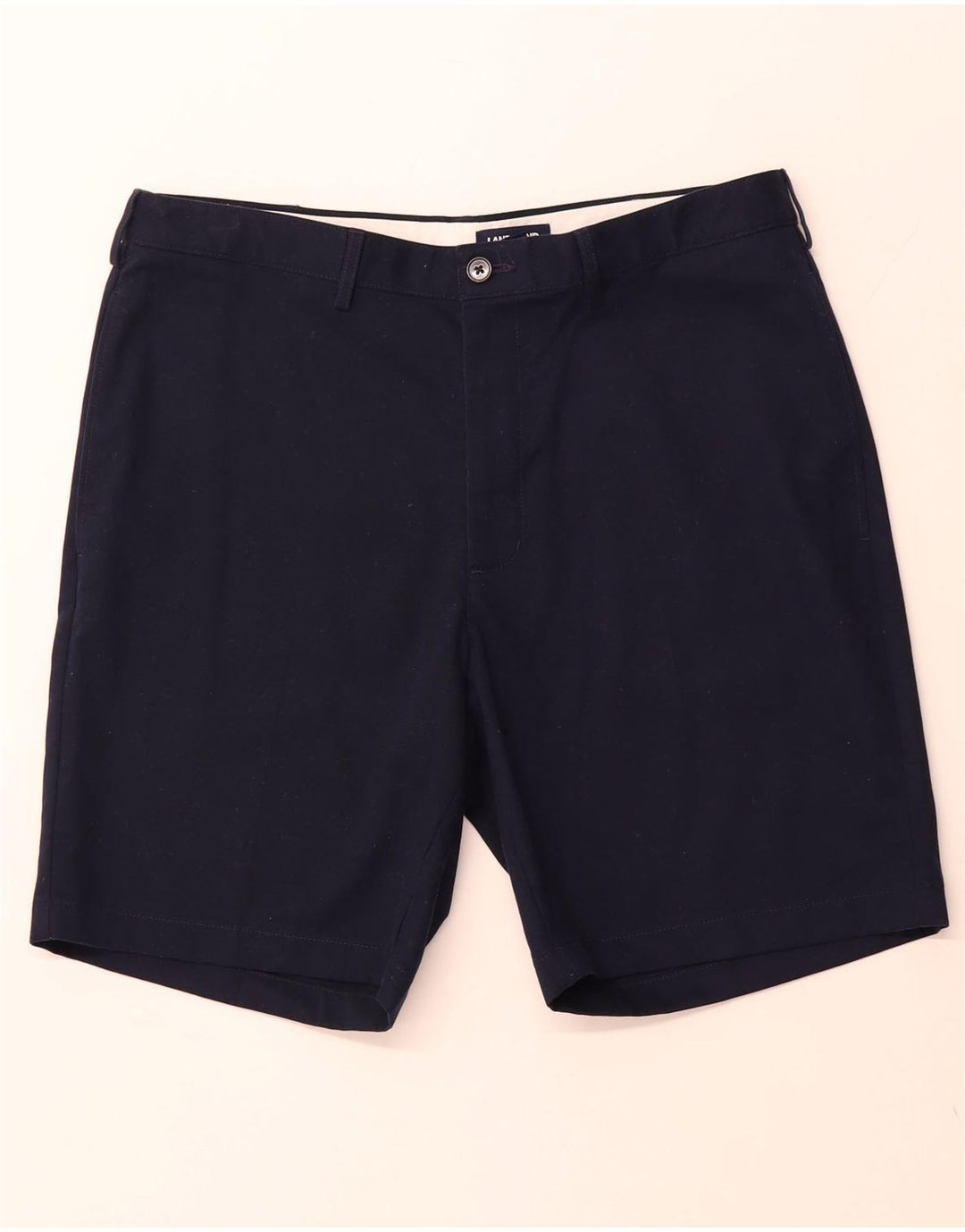 LANDS END Mens Chino Shorts W36 Grande Algodão Azul Marinho