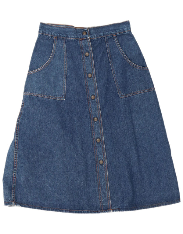 Saia feminina vintage maxi jeans linha A W28 azul médio