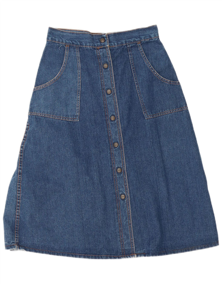 Saia feminina vintage maxi jeans linha A W28 azul médio