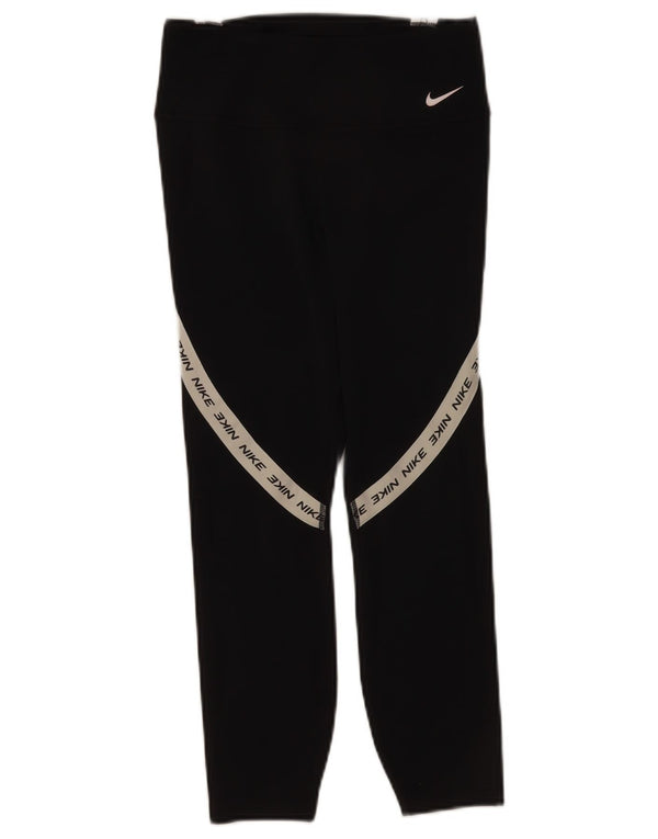 Nike Womens Dri Fit Graphic Capri Leggings UK 10 Small Black Colourblock