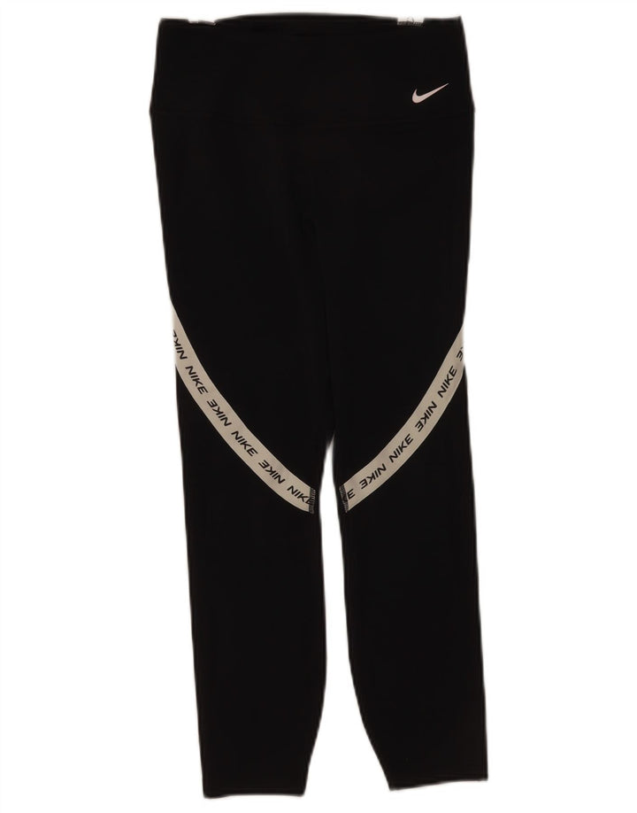 Nike Womens Dri Fit Graphic Capri Leggings UK 10 Small Black Colourblock