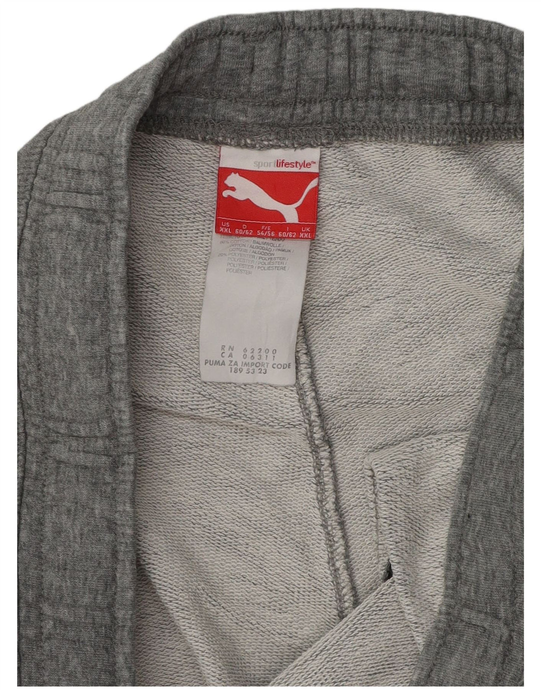 Calça de treino masculina Puma 2XL algodão manchado cinza