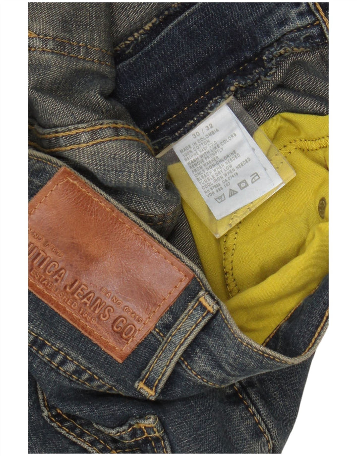 Nautica Mens Straight Jeans W30 L32 Azul Algodão