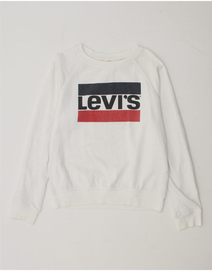 LEVI'S Womens Graphic Sweatshirt Jumper UK 10 Small White Cotton