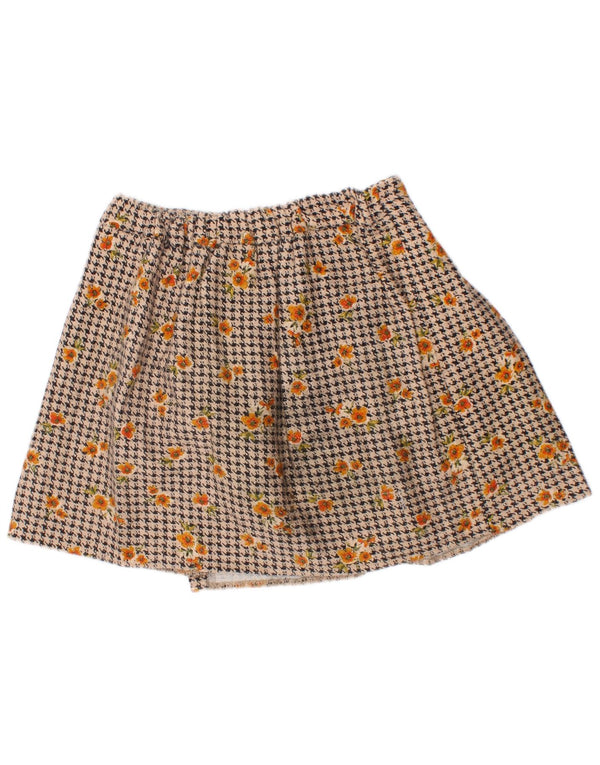Saia evasê feminina Zara 6-7 anos W24 algodão houndstooth bege