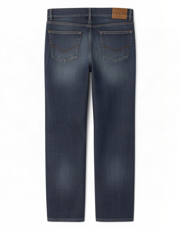 Belfe Calça jeans reta masculina desgastada W36 L28 algodão azul