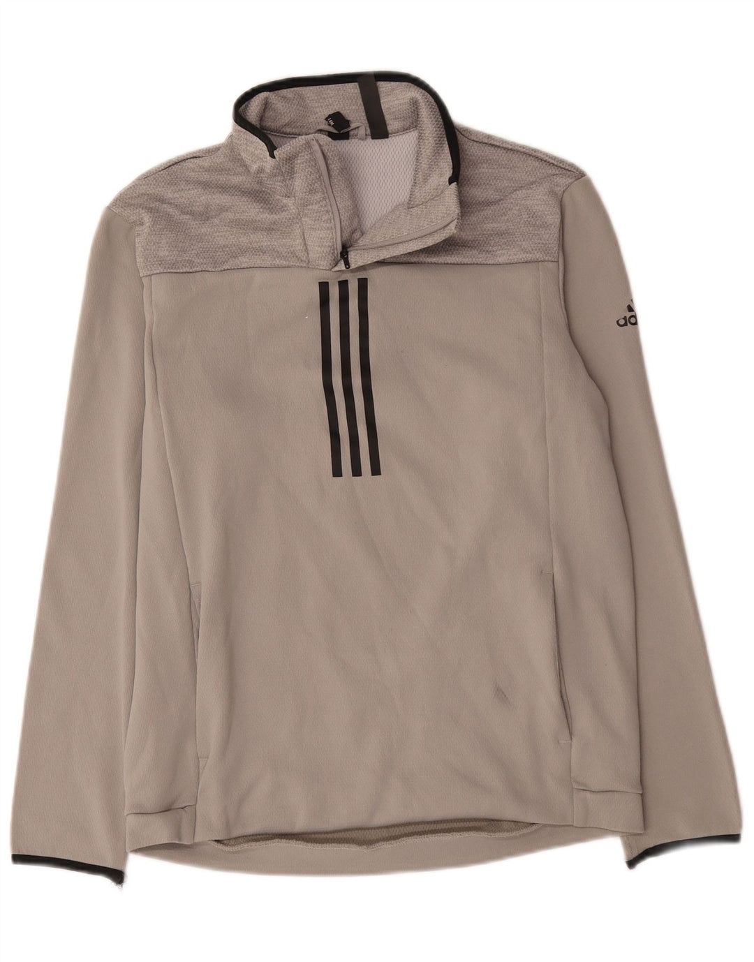 Adidas Mens Climawarm Zip Neck Pullover Treino Top Cinza Médio Poliéster