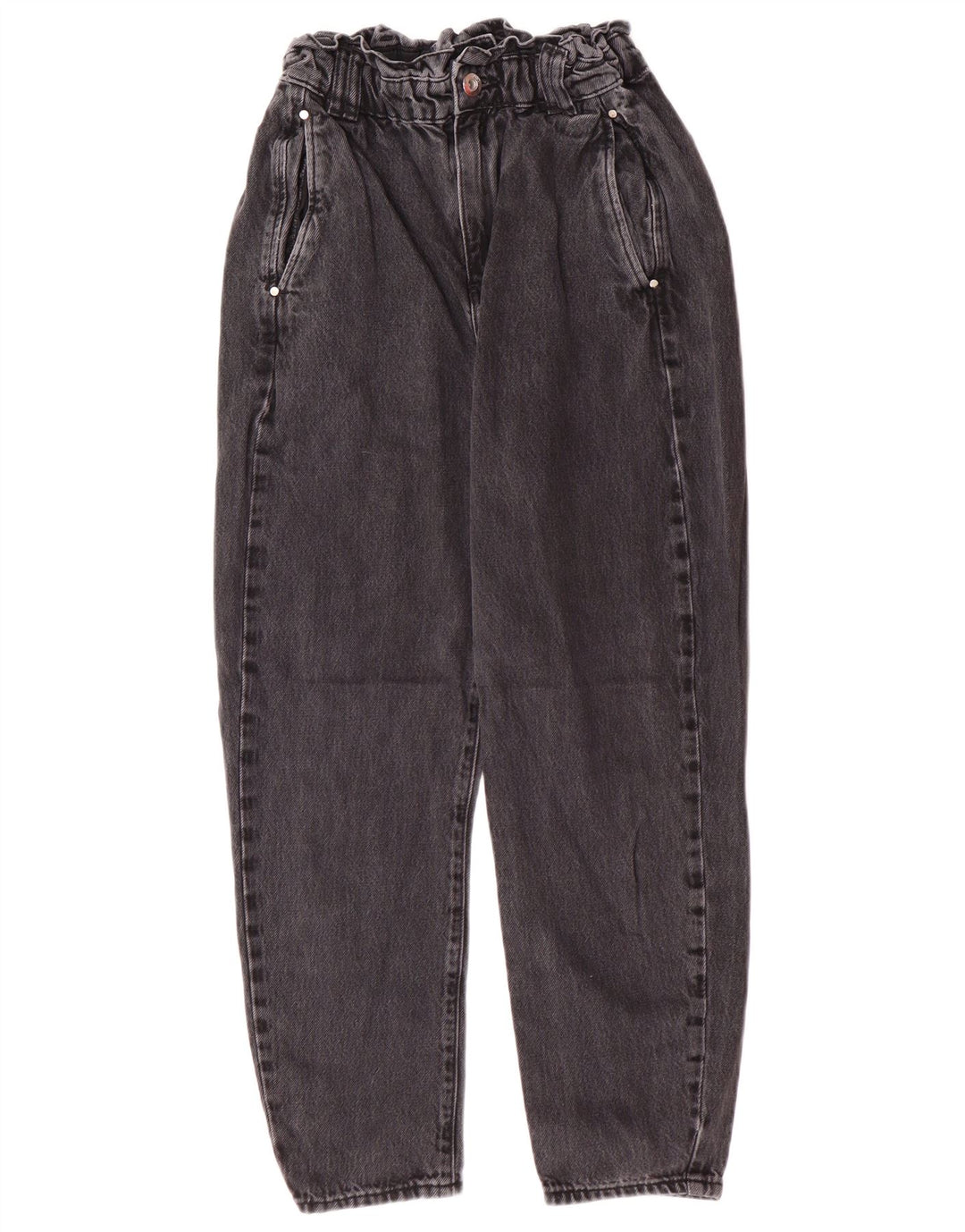 Calça jeans feminina cintura alta Zara EU 34 2XS W24 L25 cinza algodão moderno