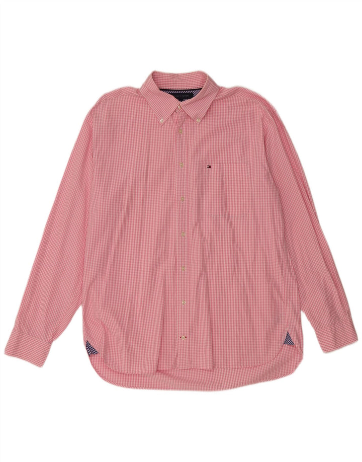 Camisa masculina TOMMY HILFIGER XL algodão guingão rosa