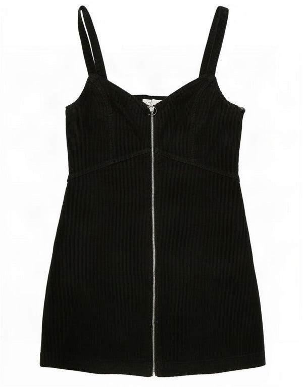 Vestido feminino de veludo cotelê Topshop Reino Unido 12 algodão verde médio