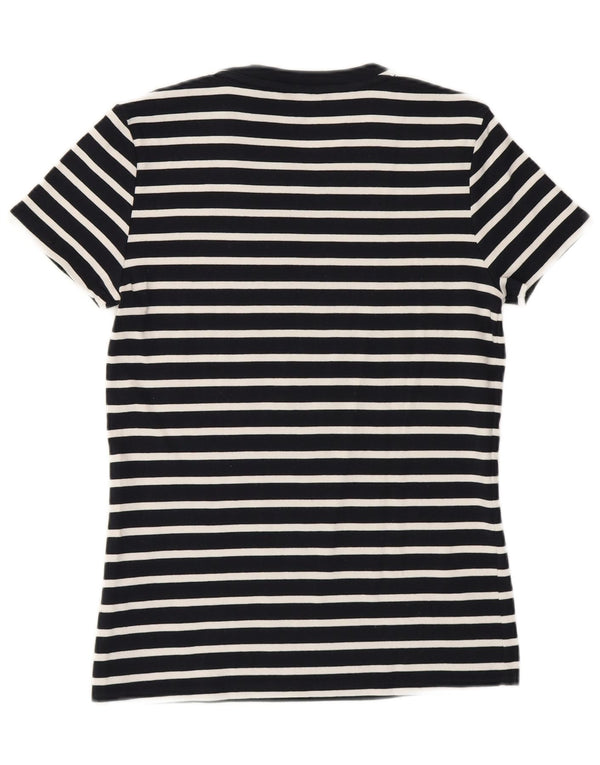 Camiseta feminina Tommy Hilfiger UK 14 grande algodão listrado azul marinho