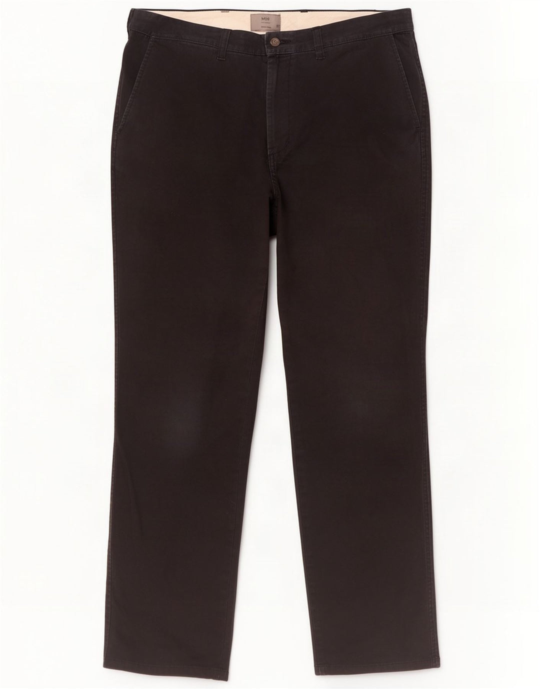 Calça chino reta masculina Marks & Spencer W36 L33 algodão preto