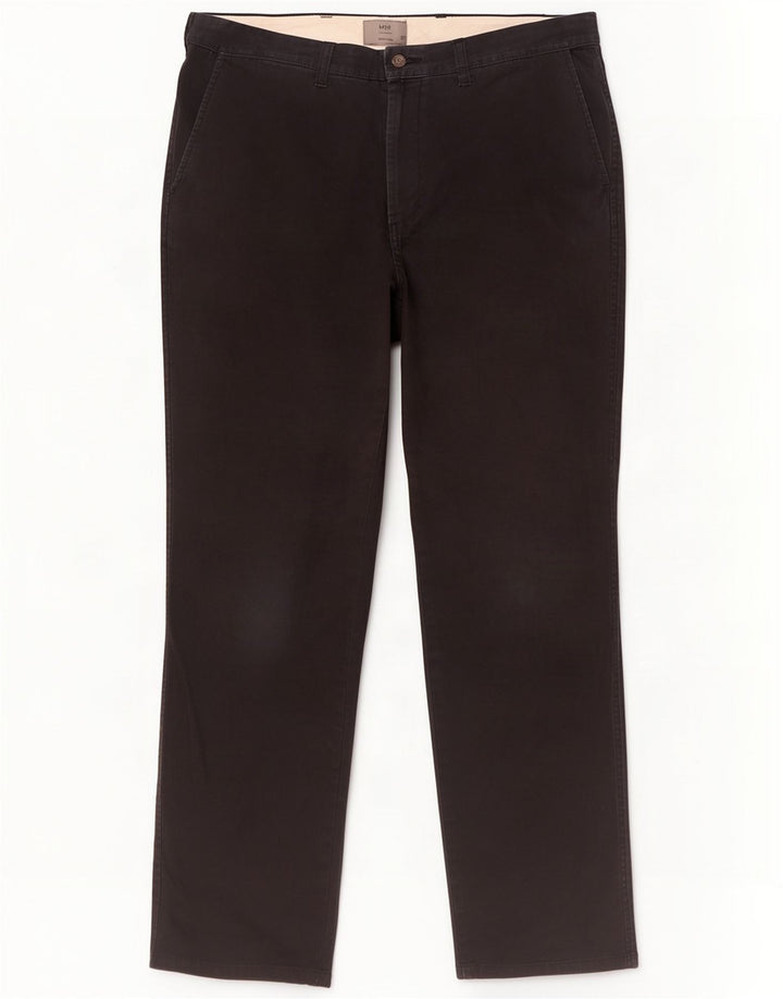 Calça chino reta masculina Marks & Spencer W36 L33 algodão preto