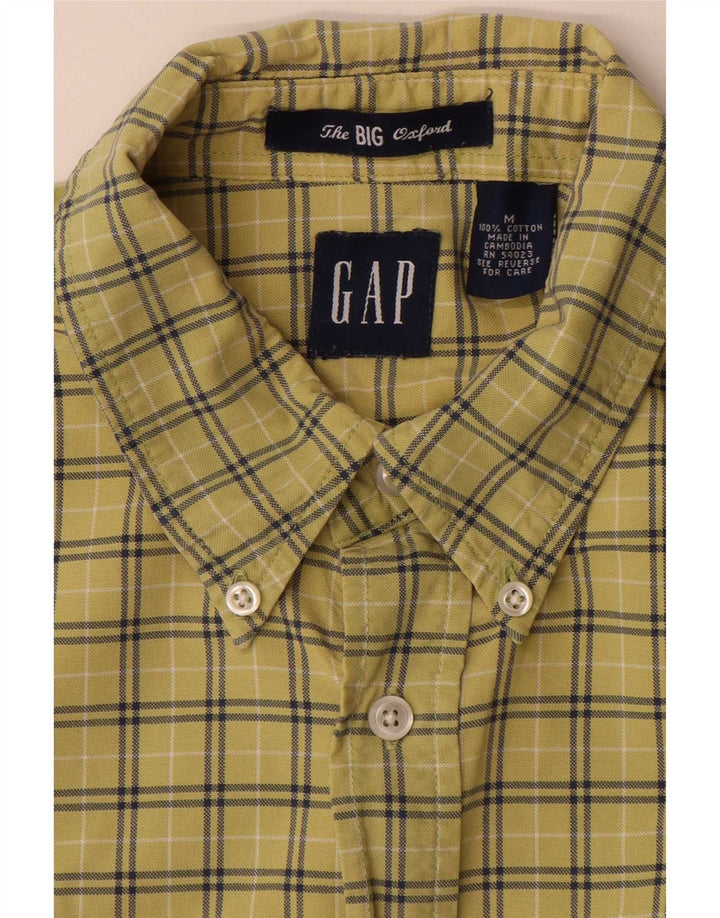 Camisa masculina Gap Loose Fit de algodão xadrez amarelo médio