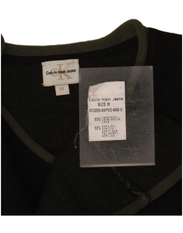 CALVIN KLEIN JEANS Suéter masculino com decote em V médio lã preta