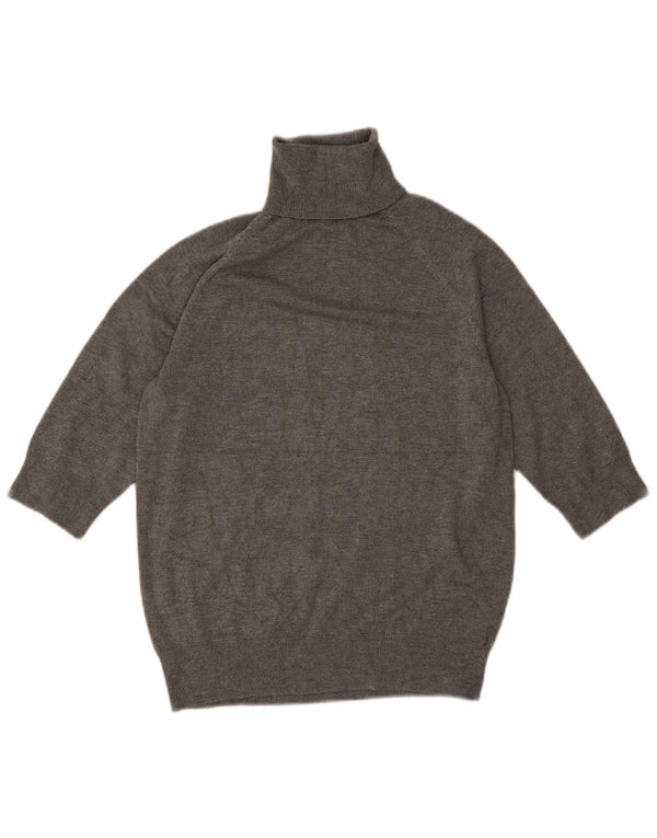 Suéter feminino Zara com manga 3/4 e gola redonda Reino Unido 12 cinza médio