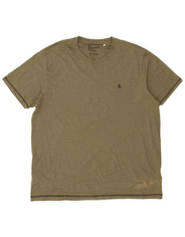 Camiseta masculina Penguin Top 3XL algodão verde