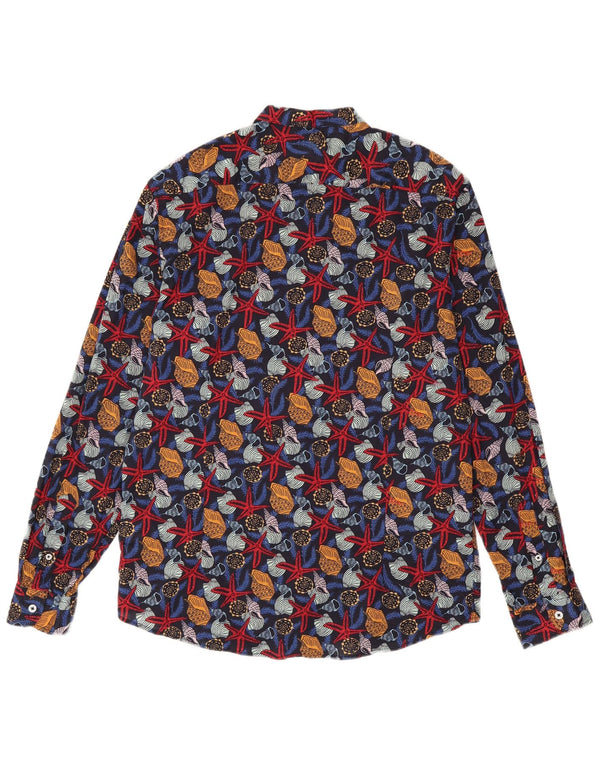 Camisa masculina Bread & Buttons XL de algodão com estampa animal multicolorida