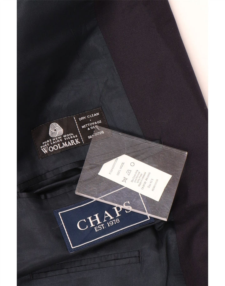 Jaqueta blazer masculina Chaps com 2 botões Reino Unido 42 XL lã azul marinho
