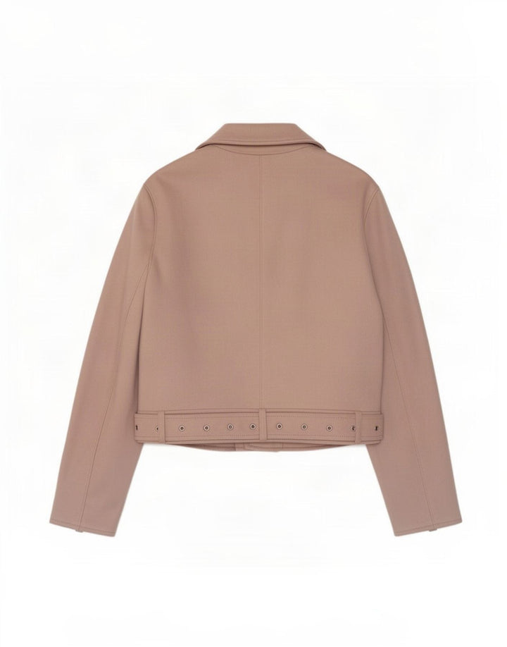 Jaqueta feminina Zara Crop Biker UK 14 poliéster rosa médio