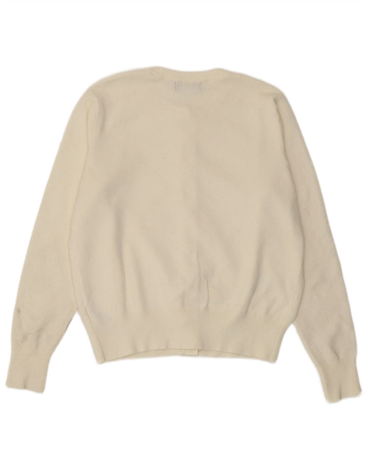 Suéter cardigã feminino Marks & Spencer Reino Unido 14 médio off white viscose