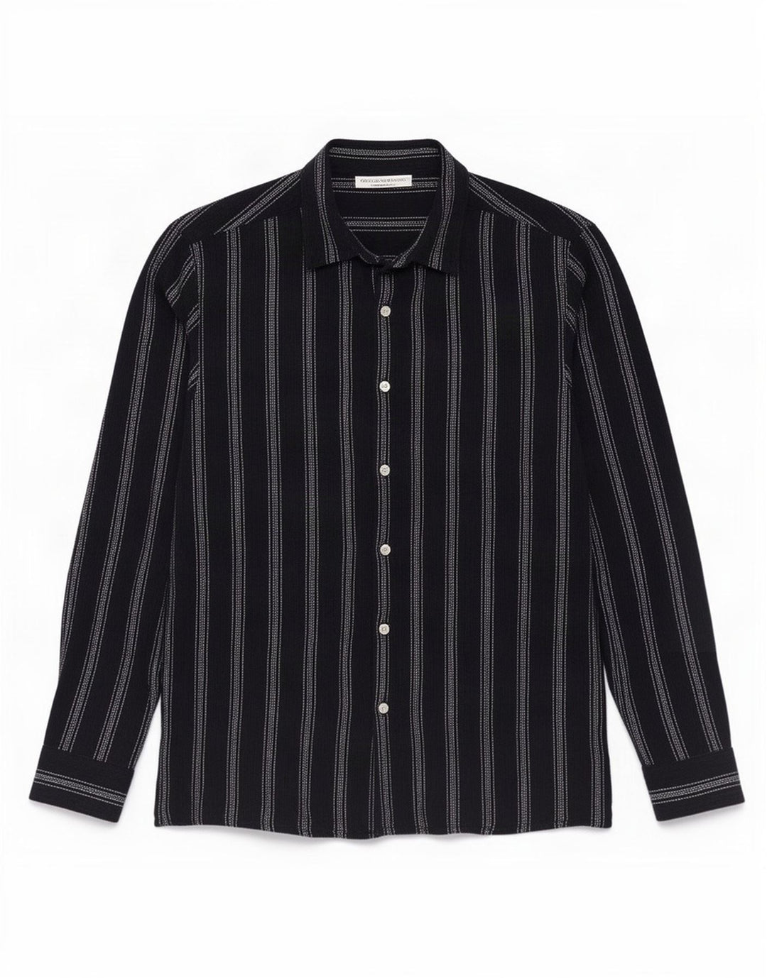 Camisa masculina Zara de algodão listrado azul marinho médio